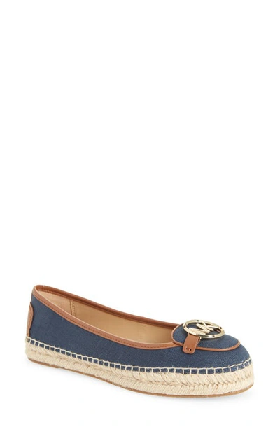 Michael Michael Kors Lillie Espadrille Flat In Navy Multi Canvas/ Leather