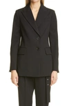 Proenza Schouler Hourglass-waist Wool-twill Tuxedo Suit Jacket In Black