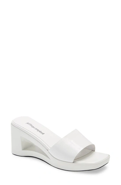 Jeffrey Campbell Shaggy Wedge Slide Sandal In White Box