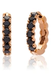 Sethi Couture Black Diamond Huggie Hoop Earrings In Rose Gold