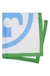 Tory Burch Colorblock Logo Silk Square Scarf In Blue