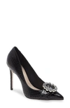 Schutz Candy Croc Embossed Pump In Black Leather