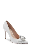 Schutz Candy Croc Embossed Pump In White Leather