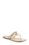 Jewel Badgley Mischka Odina Embellished Thong Sandal Women's Shoes In Gold-tone