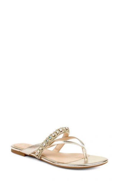 Jewel Badgley Mischka Odina Embellished Thong Sandal Women's Shoes In Gold-tone