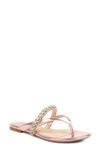 Jewel Badgley Mischka Odina Embellished Thong Sandal Women's Shoes In Pale Pink Metallic