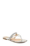 Jewel Badgley Mischka Odina Embellished Thong Sandal Women's Shoes In Silver-tone