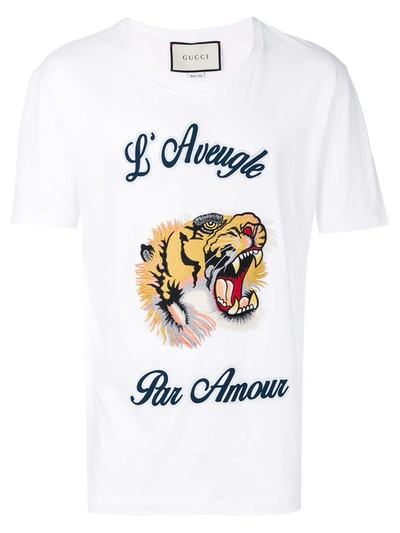 Gucci L'aveugle Par Amour Cotton-jersey T-shirt In White Multi | ModeSens