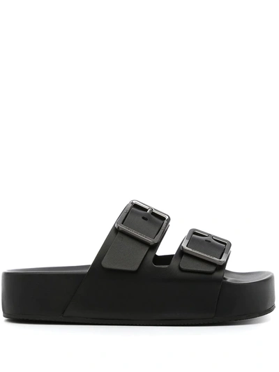Balenciaga Mallorca Soft Leather Platform Sandals In Black