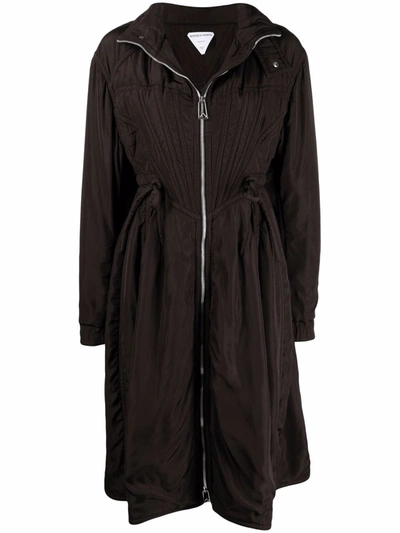 Bottega Veneta Washed Fluid Viscose & Silk Parka In Dark Brown