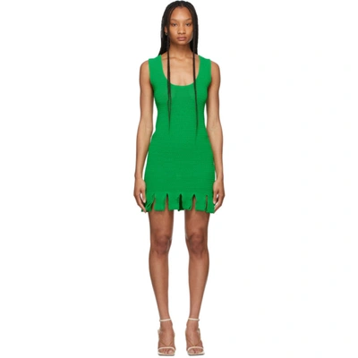 Bottega Veneta Open-knit Cotton-blend Mini Dress In Green