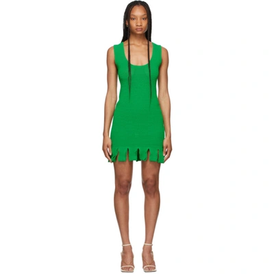 Bottega Veneta Open-knit Cotton-blend Mini Dress In Parakeet