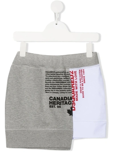 Dsquared2 Teen Asymmetric Logo-print Skirt In Grey