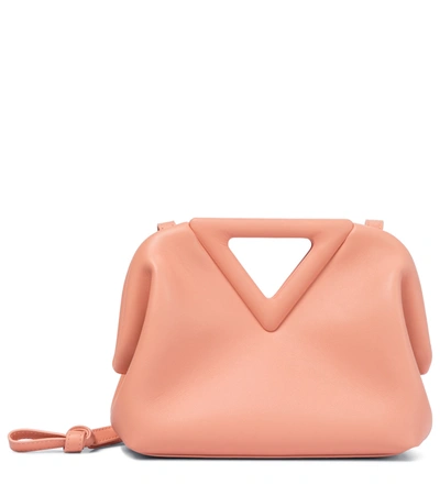Bottega Veneta Small Triangle Leather Shoulder Bag In Peachy