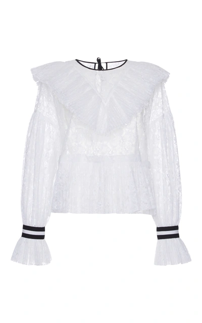 Msgm Ruffled Lace Blouse In White