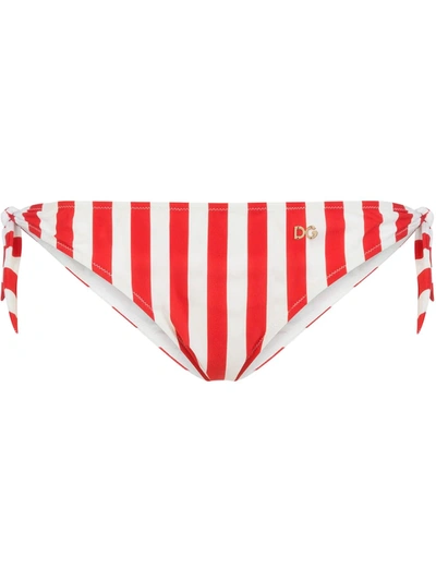 Dolce & Gabbana City Life Striped Bikini Briefs In Red