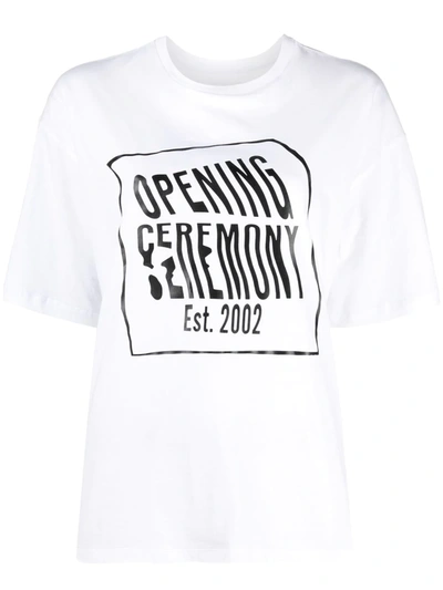 Opening Ceremony Warped Logo-print Short-sleeve T-shirt In White