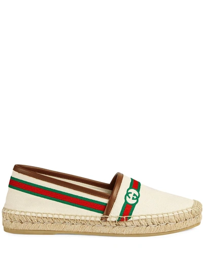 Gucci 10mm Embroidered Canvas Espadrilles In White