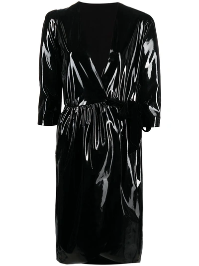 Alchemy Lia Plastic-wrap Midi Dress In Black