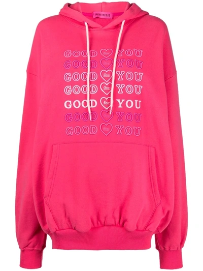 Ireneisgood Pink Cotton Logo-embroidered Hoodie