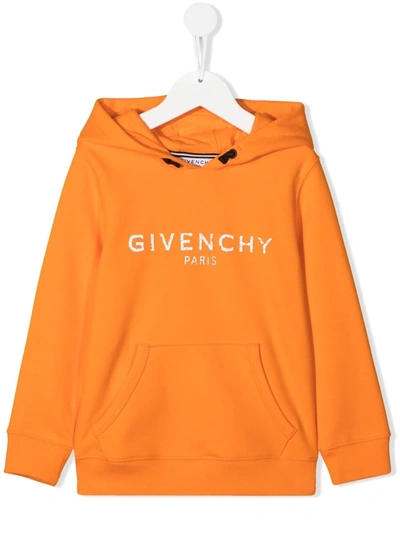 Givenchy Kids' Orange Stretch Cotton Hoodie
