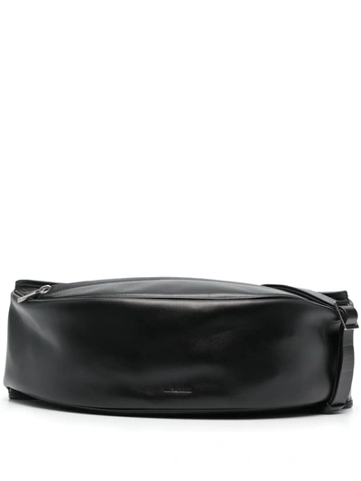 Jil Sander Logo-embossed Leather Belt Bag In Black