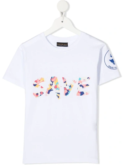 Save The Duck Kids' Graphic Slogan Print T-shirt In White