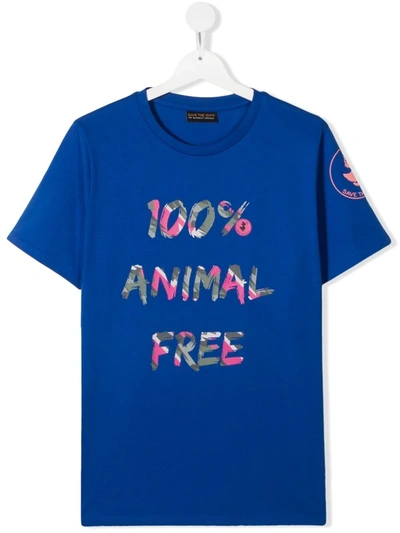 Save The Duck Kids' Slogan Print Short-sleeve T-shirt In Blue