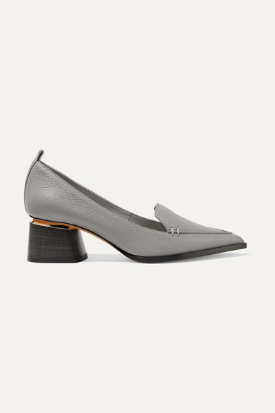 gray block heel pumps