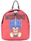 Moschino Small Teddy Transformer Backpack In Red Black