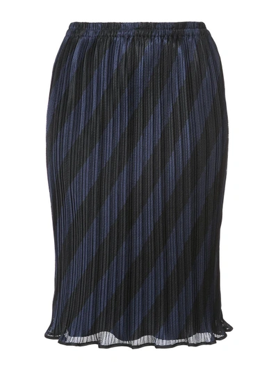 Alexander Wang Black/blue High Waisted Pleated Striped Skirt