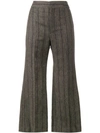 Isabel Marant Keroan Striped Flared Cropped Trousers In Grey