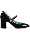 Gucci Patent Leather Mid-heel Pump With Bee - Black