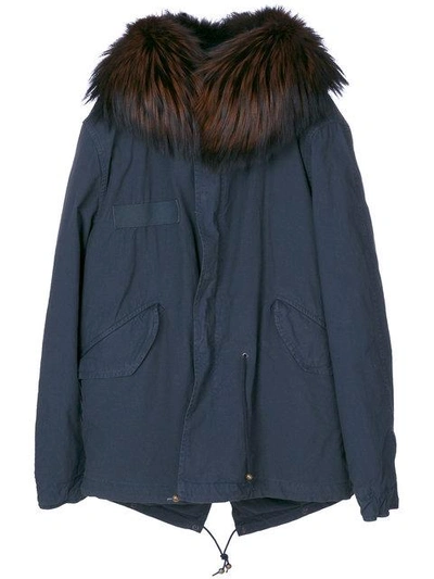 Mr & Mrs Italy Trimmed Hood Mid Parka In Blue