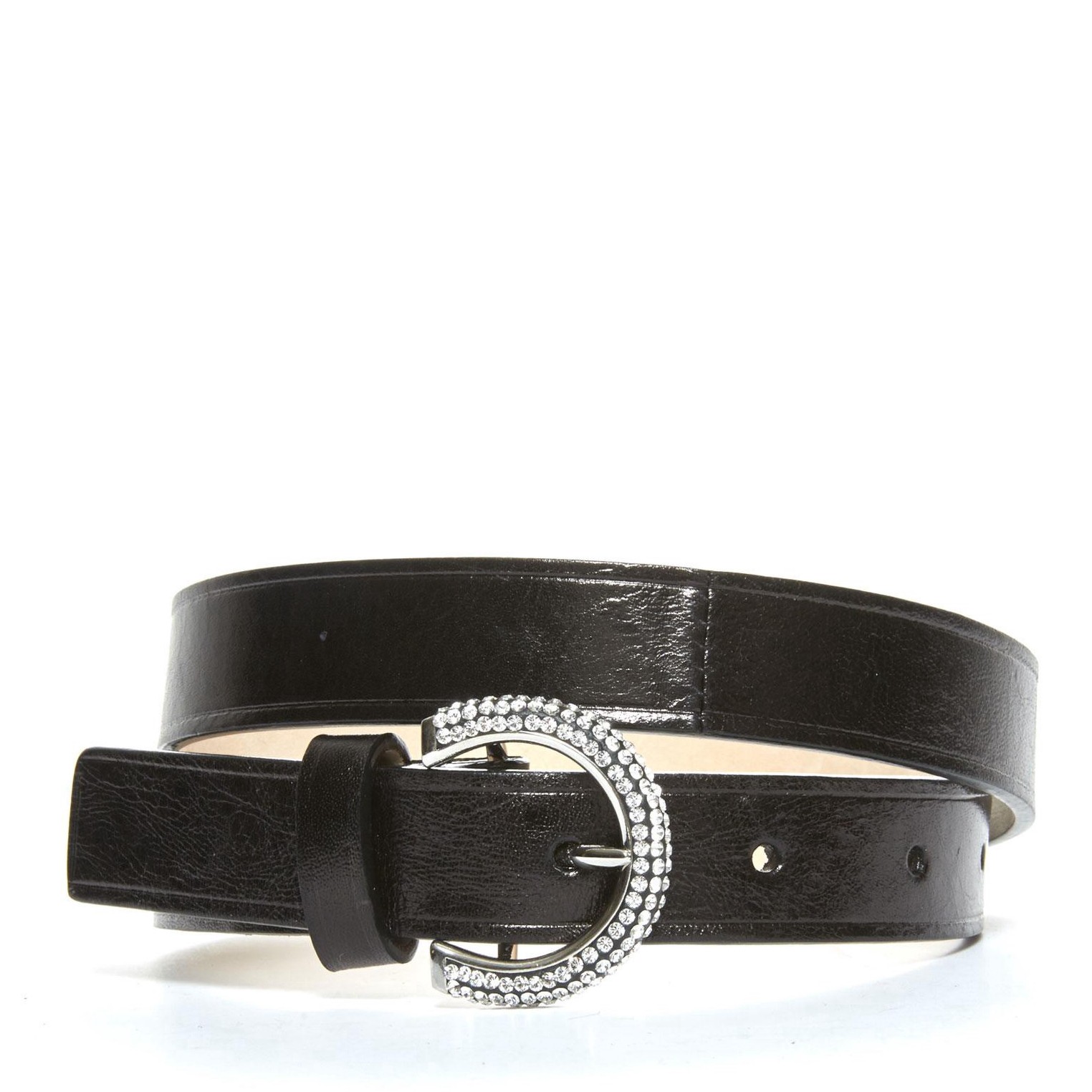 Marc Jacobs Pavé Buckle Leather Belt In Black With Nickel | ModeSens