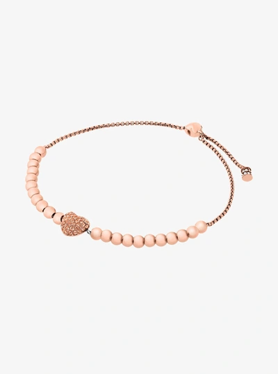 Michael Kors Pavé Rose Gold-tone Heart Slider Bracelet | ModeSens
