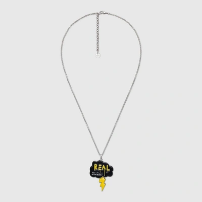 Gucci Ghost Necklace In Silver - Black And Yellow Enamel