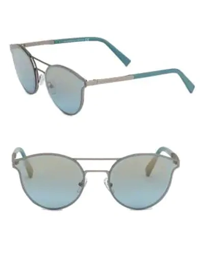 Ermenegildo Zegna Round Double-bridge Flash Sunglasses, Shiny Palladium/gray Gradient In Multi