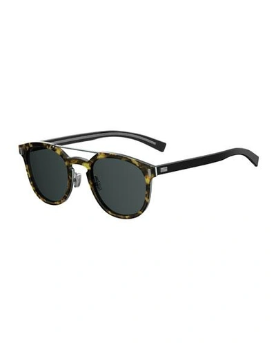 Dior Black Tie Round Brow-bar Sunglasses, Black/blue