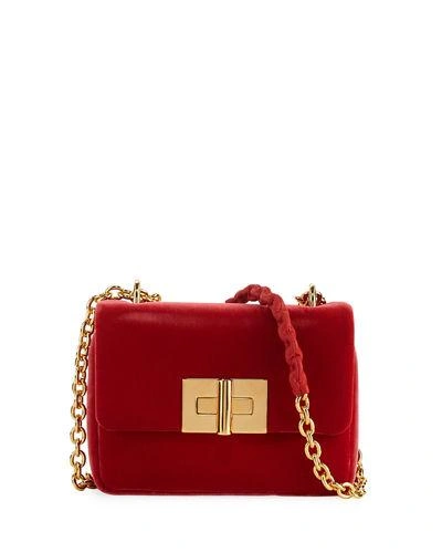 Tom Ford Natalia Velvet Chain Shoulder Bag In Red
