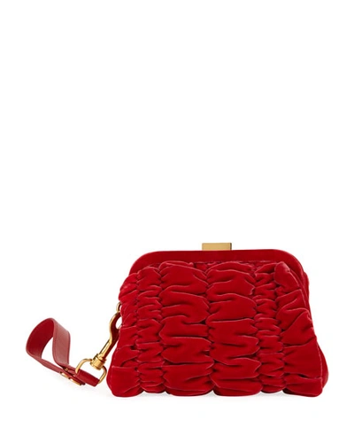 Tom Ford Quilted Velvet Clutch Bag With Wristlet, Red