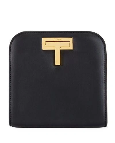 Tom Ford Cosmo Calf Small T Lock Shoulder Bag In Black