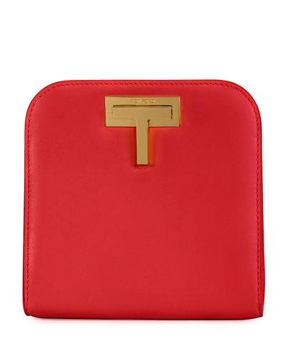 Tom Ford Cosmo Calf Small T Lock Shoulder Bag In Red