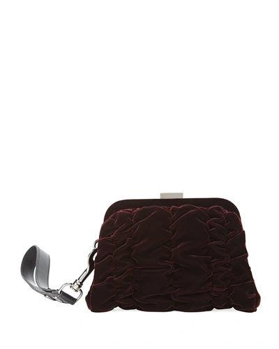Tom Ford Quilted Velvet Wristlet Clutch Bag In Red/black