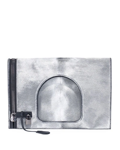 Tom Ford Alix Large Fold-over Handbag In Silver