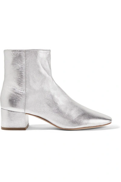 Loeffler Randall Carter Metallic Leather Ankle Boots In Silver