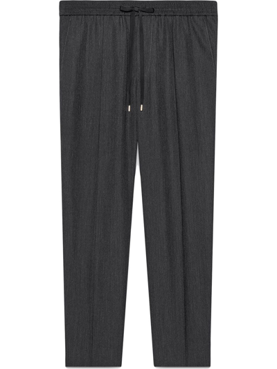 Gucci Tailored Wool Track Bottoms In Dark Grey Wool