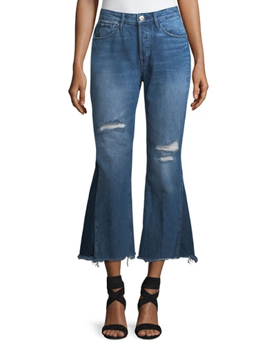 3x1 Higher Ground Gusset Flared Cropped Jeans In Blue