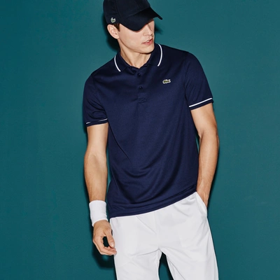 Lacoste Men\'s Sport Ultra-dry Piping Tennis Polo Shirt - Navy Blue/white |  ModeSens