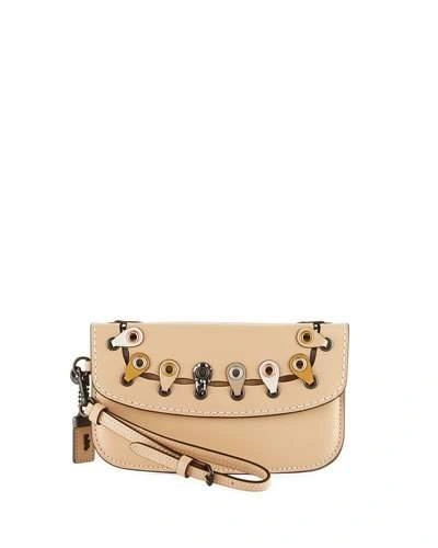 Coach Exotic Linked Leather Clutch Bag In Tan